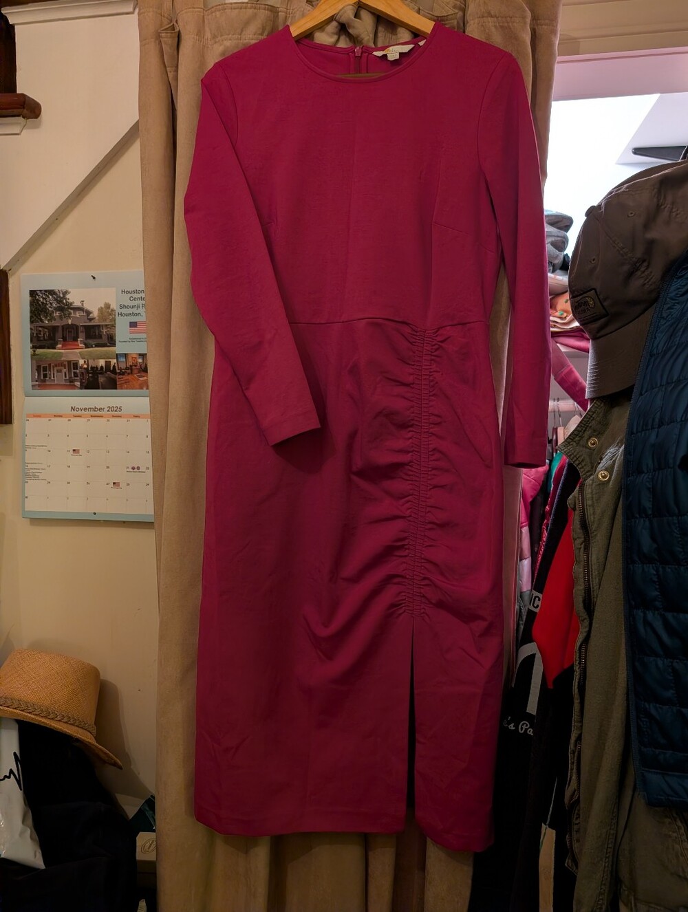 Pink Dress With Ruching - Picture 2 of 5